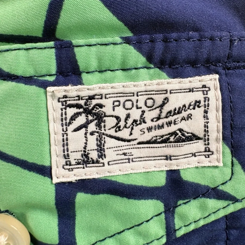 Polo Ralph Lauren Swim Trunks Mens Large Navy Blue Pineapple Print Mesh Lined